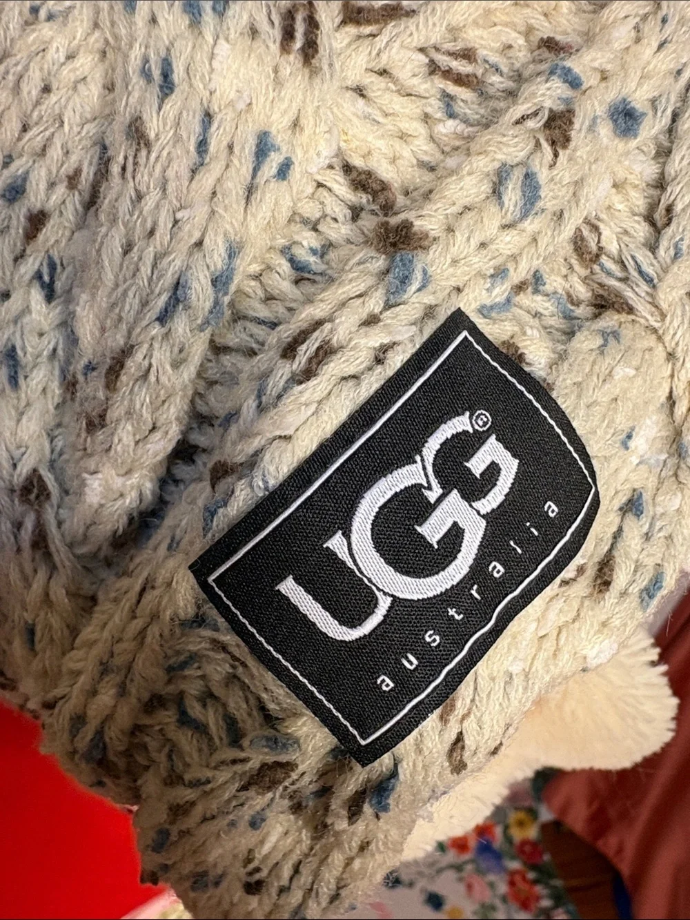 UGG - Cozy Knit and Sherpa Infinity Scarf - Cream and Heather Gray